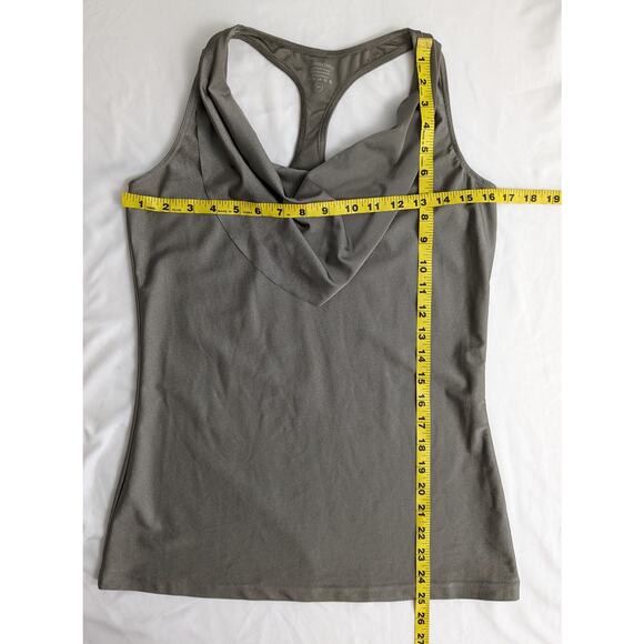 SWEATY BETTY Metallic Tan Draped Neck Workout Racerback Tank Size Medium - Picture 5 of 5